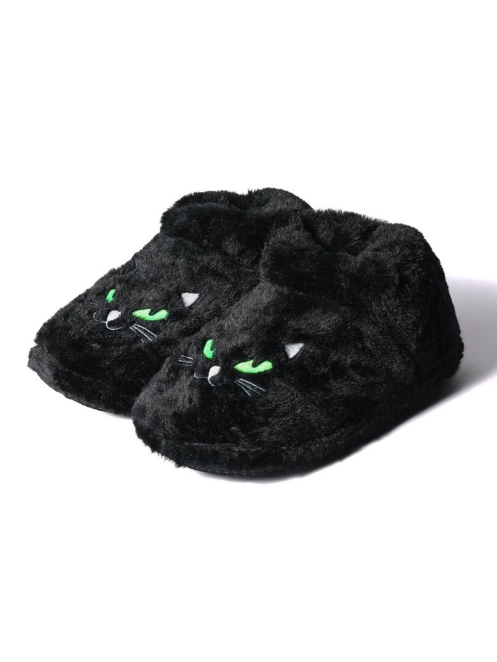 Viral Fuzzy Black Cat Slippers